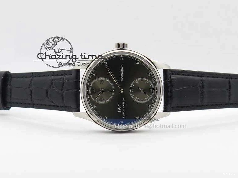 MIROTIME 0513 Portuguese IW544404 SS Gray Dial On Black Leather Strap A Practical 7259